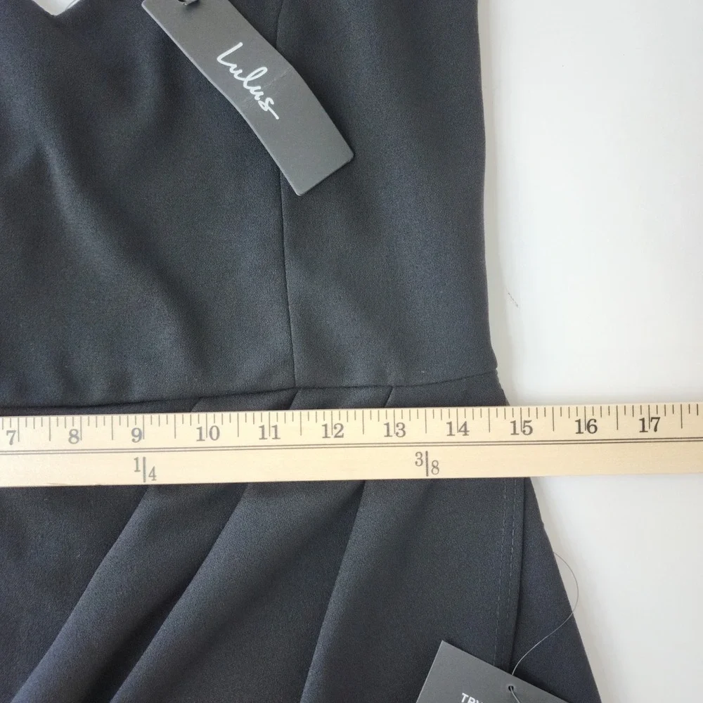 Lulus Reinette Black Wrap Midi‎ Dress Bodycon Cocktail Size L NWT
